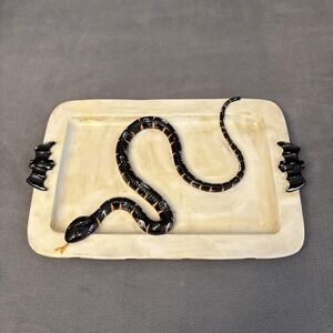 Dept 56 Halloween Snake Plate Platter Halloween Decor Bat Handle Spooky Retired
